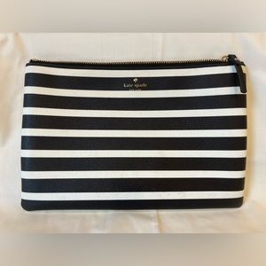 Kate Spade Zippered Black/White Striped Bag